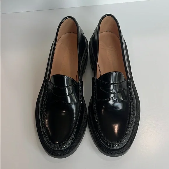 J. Crew Black Leather Penny Loafers Flats - Picture 2 of 4